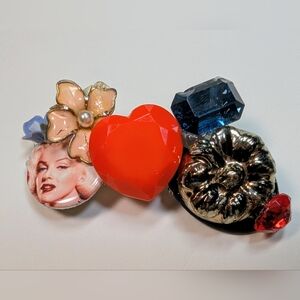 Wendy Gell Marilyn Monroe pin red heart Swarovski Jewels flowers.